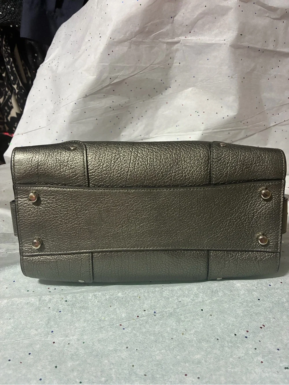 Coach Metallic Silver Pebbled Leather Satchel